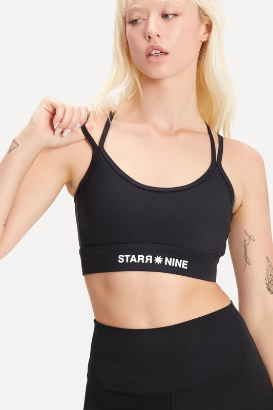Strappy Black Logo Bra