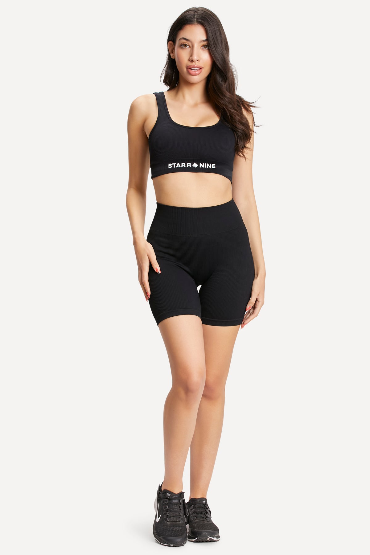 Black Ribbed Bike Short